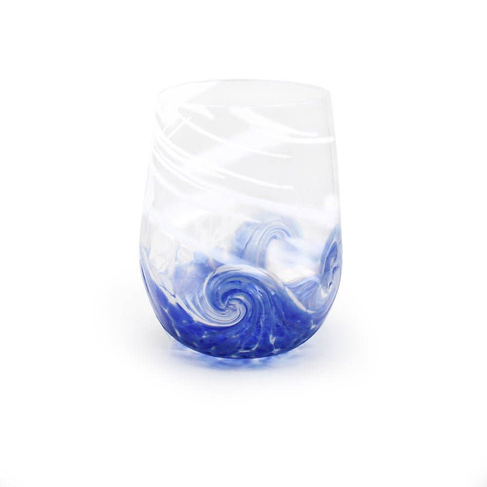 Stemless Wave Goblets: Clouds / Marine Blue