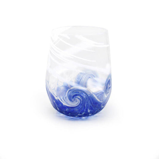 Stemless Wave Goblets: Clouds / Marine Blue