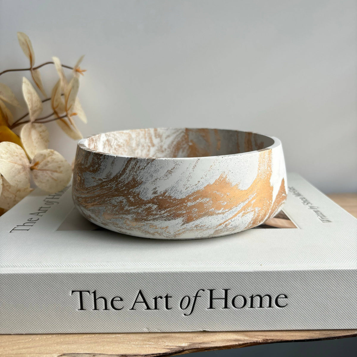Daza - Decorative Concrete Bowl | Centerpiece Bowl: Red Fusion Marble / Without hole