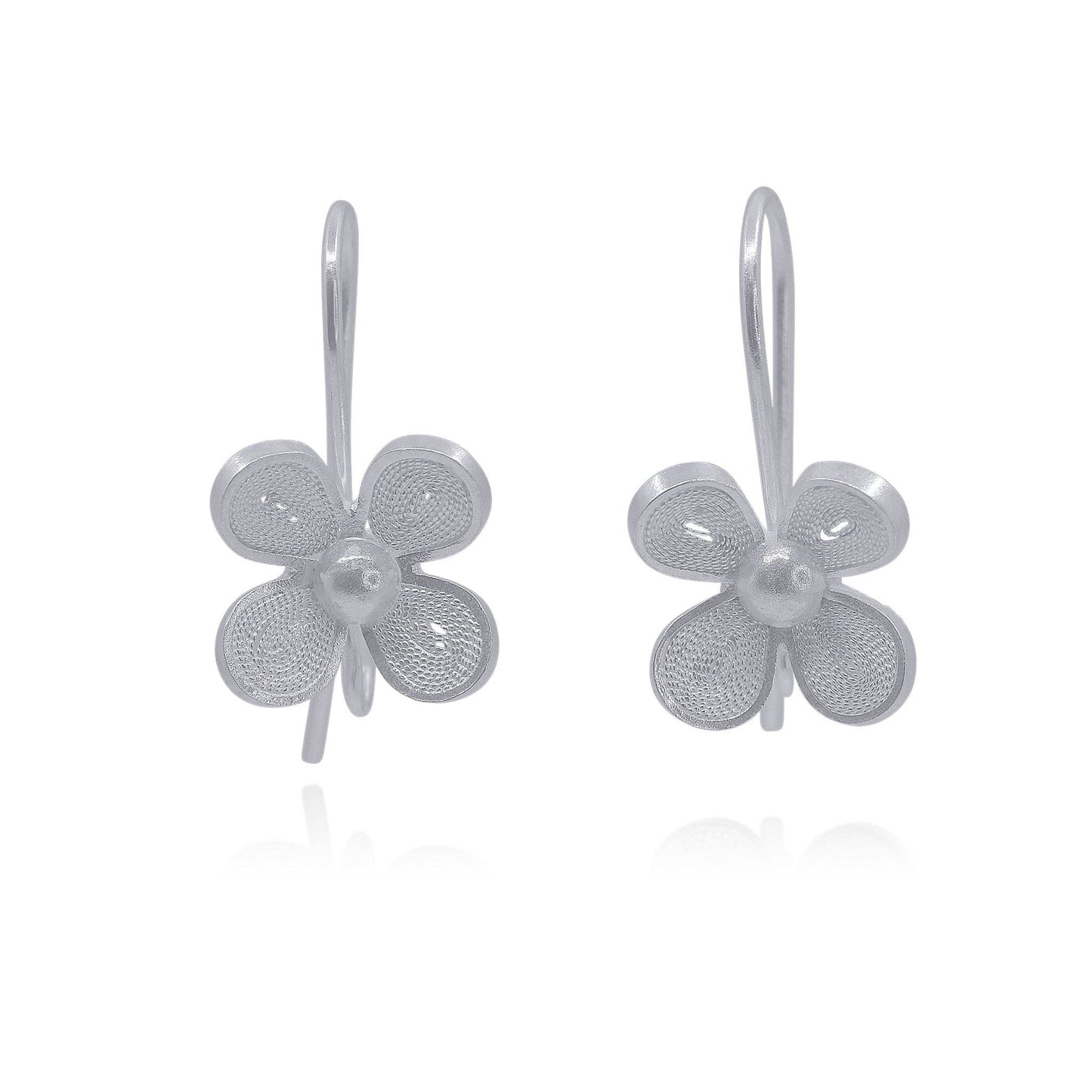 Rose Silver Small Earrings Filigree