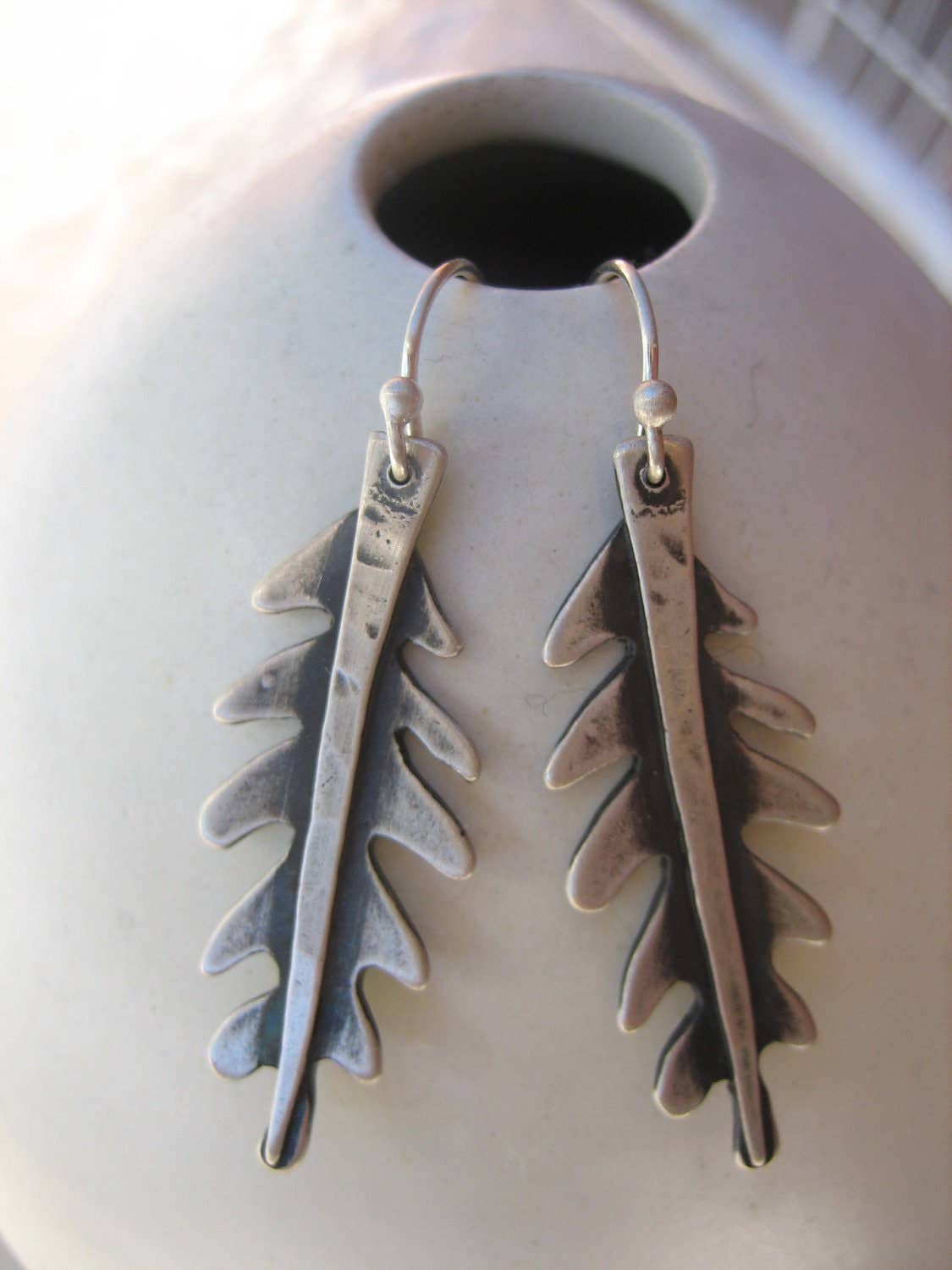 Fiddle Leaf Fern Earrings in Solid Sterling Silver