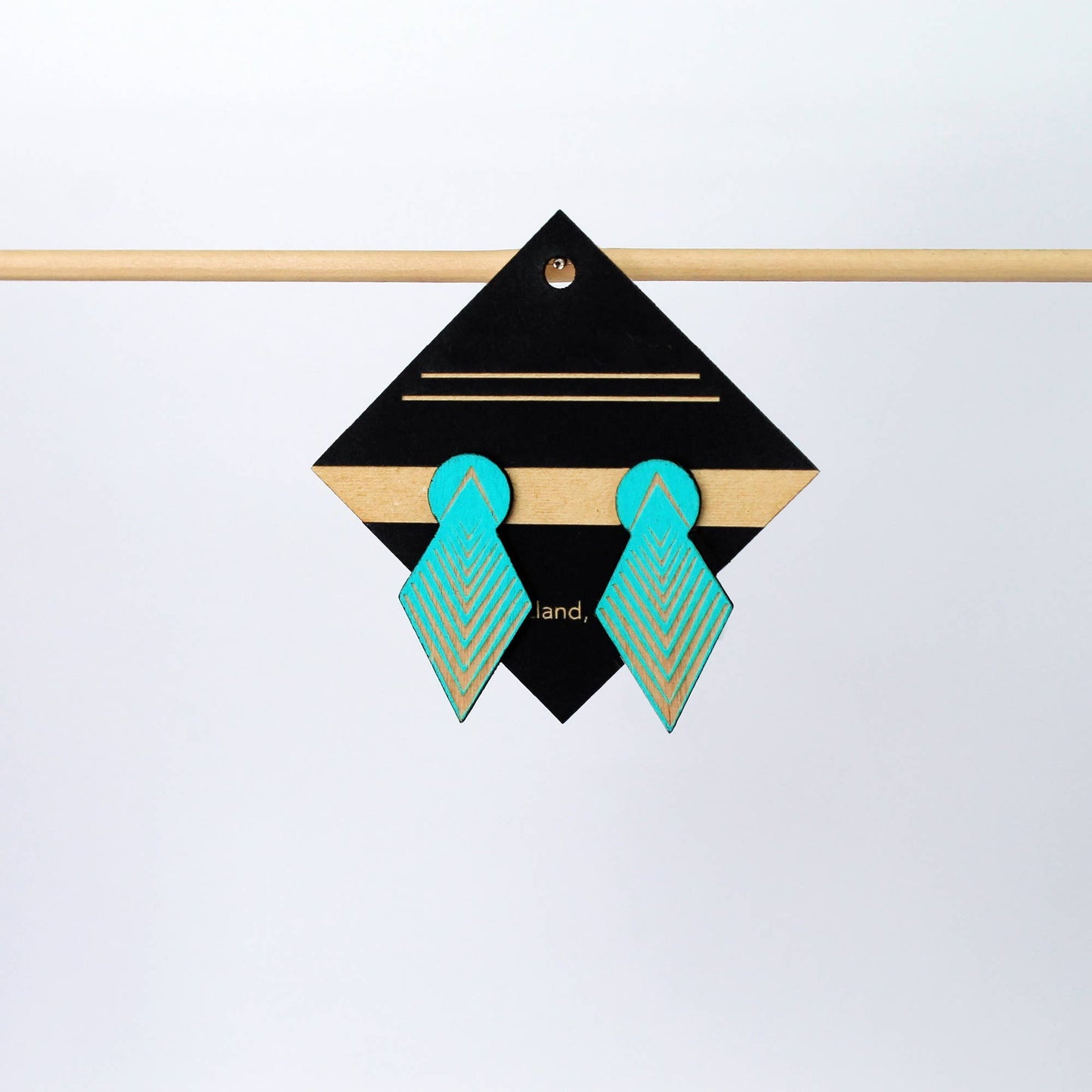 Architectural Laser Cut Birch Stud Earrings: TQ Drop Arrow