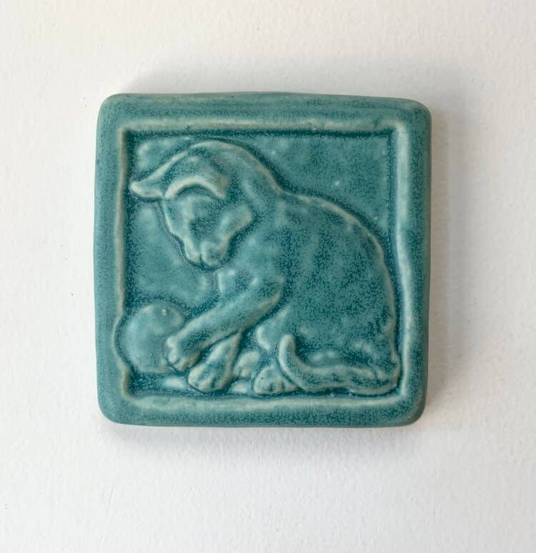 Kitten Art Tile 3x3 : Fresh Water Blue glaze