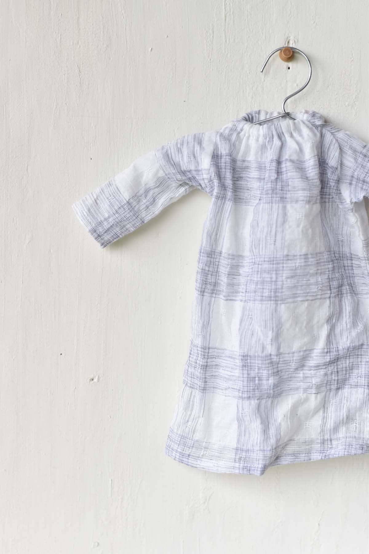 Agatha the Bear – Handmade Wool Doll in Grid Plaid Dress