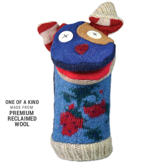 Dog Puppet | Reclaimed Wool : 12 inch height (30.5 cm).