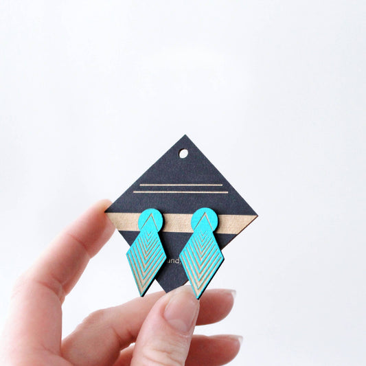 Architectural Laser Cut Birch Stud Earrings: TQ Drop Arrow