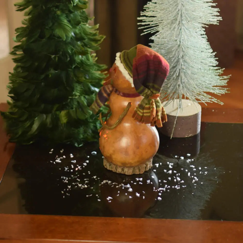 Flurry Natural Snow Woman Lit Hand - Crafted Gourd Luminary