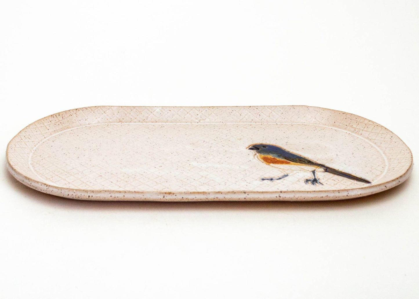 Blue Bird Design Stoneware Handmade Stoneware 10" Platter