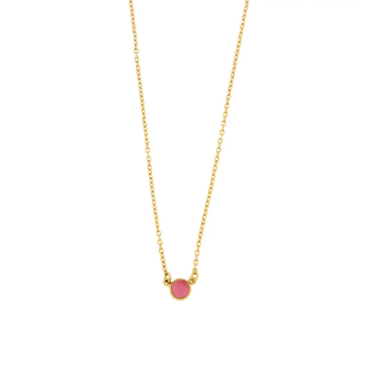 Bubble Dainty Pendant Necklace 16" adjustable chain - Pink