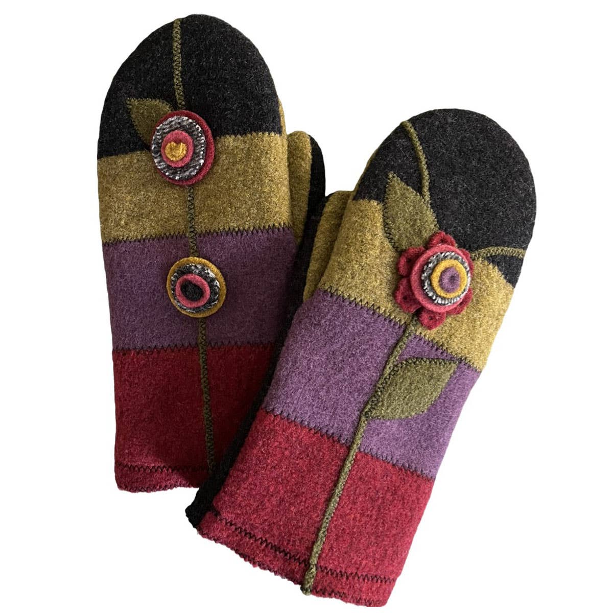 Black Flower Mittens