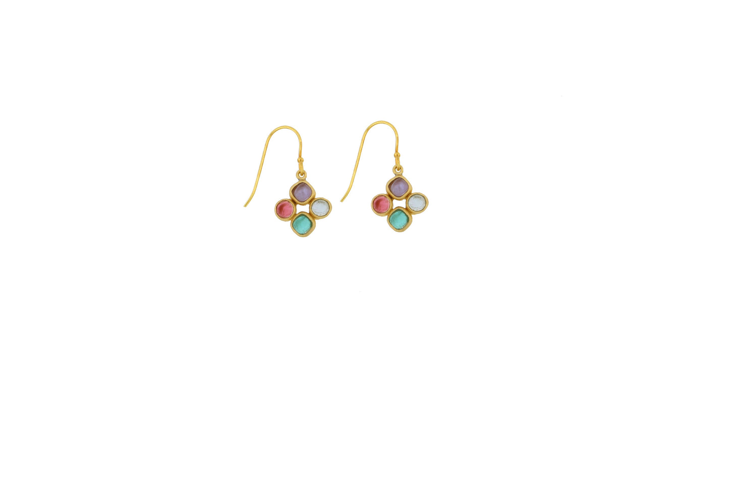Diamond Drop Wire Earrings: Multi