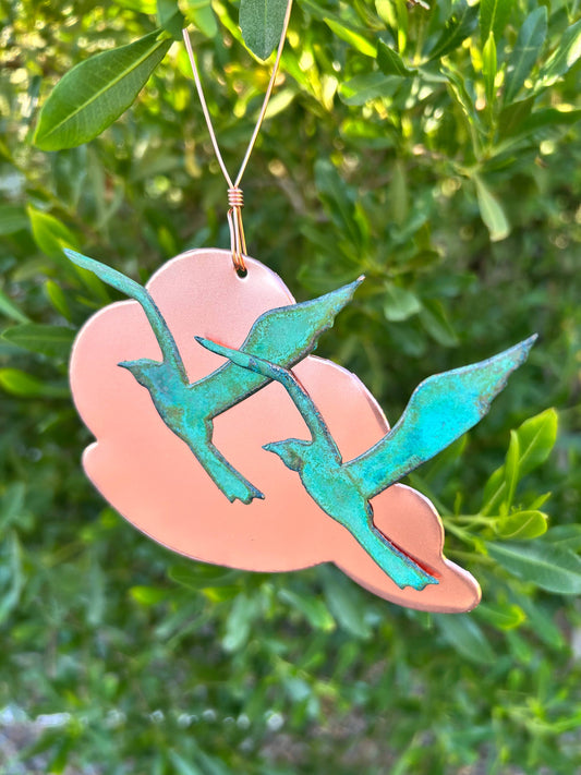 Seagulls Cloud Copper Christmas Ornament
