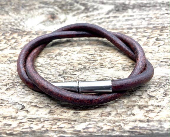 Flint Silver Bracelet - Brown / XL