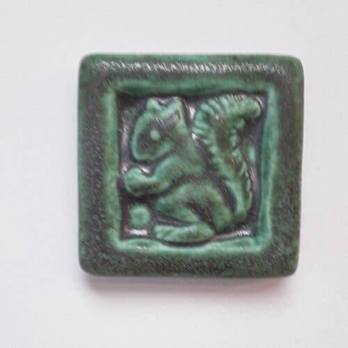 Squirrel Art Tile 2x2": Leaf Green Glaze