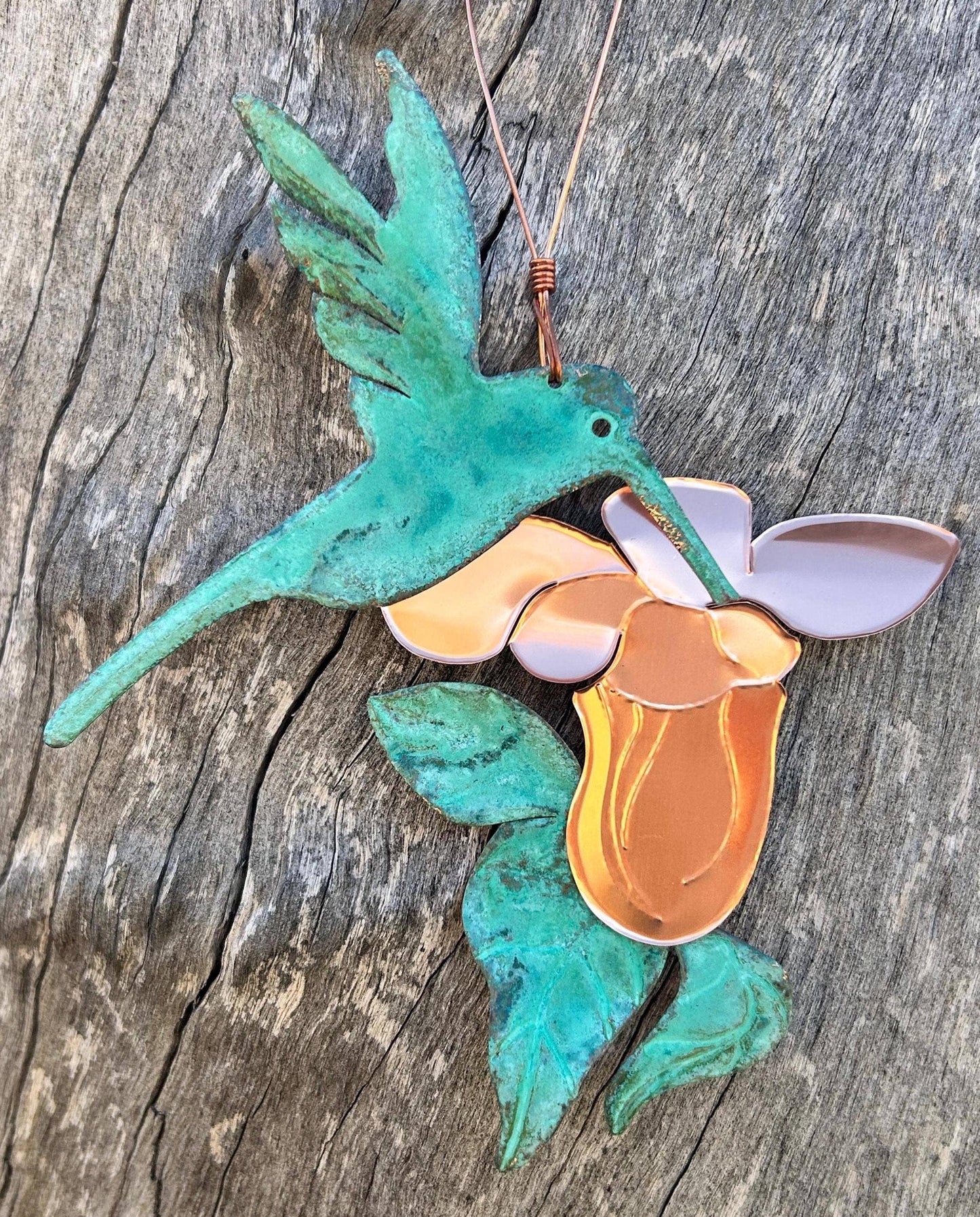 Hummingbird Copper Christmas Ornament