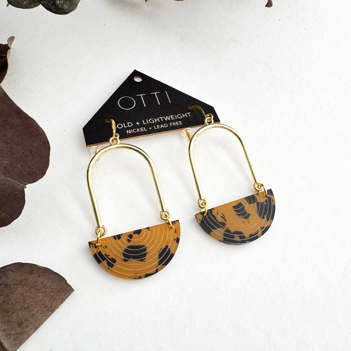 Architectural Half Moon Earrings: Limited SPRING Patterns: Tigers Eye