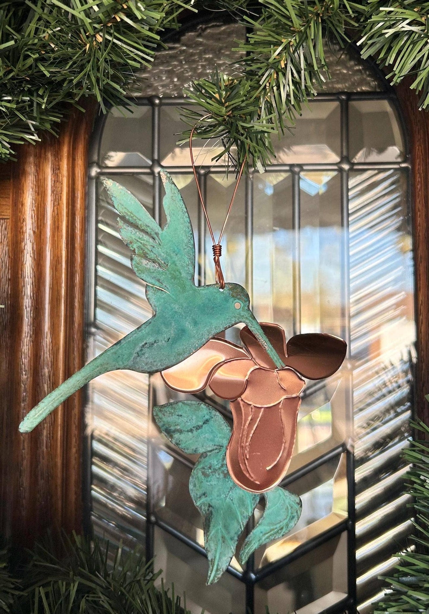 Hummingbird Copper Christmas Ornament