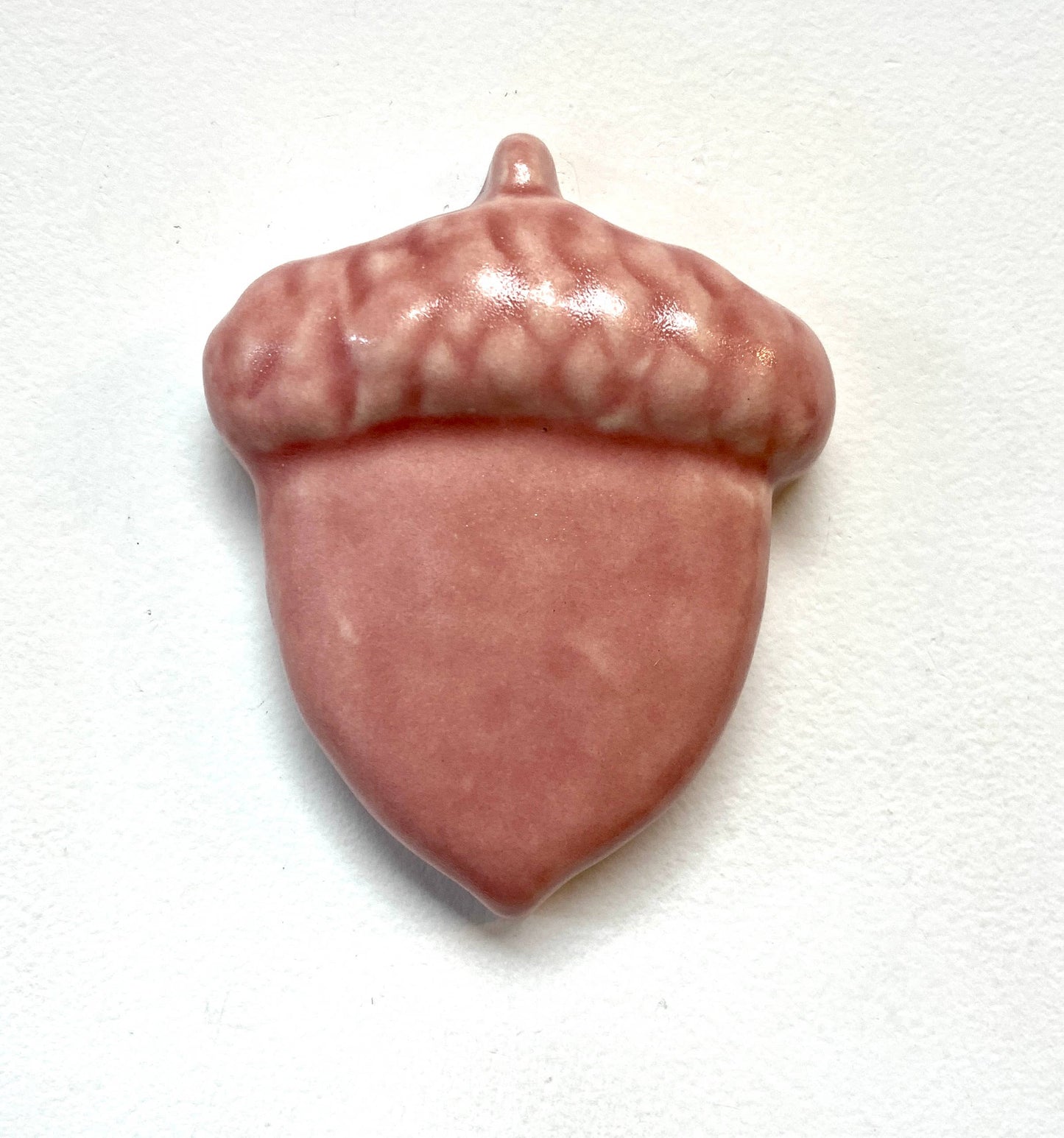 Acorn Shaped Art Tile Fall theme Autumn decor ceramic nuts: Leaf Green Glaze