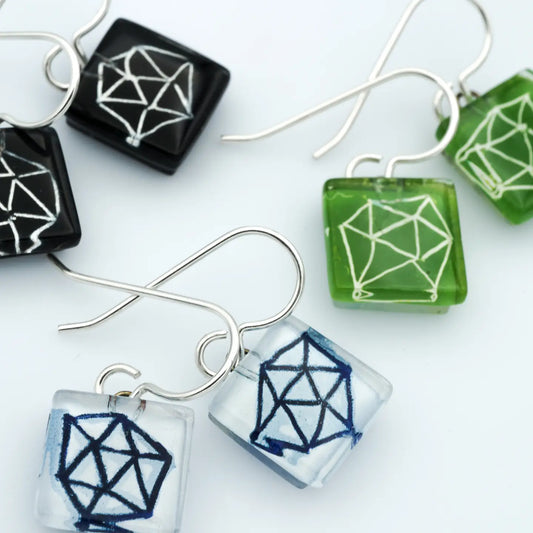 Polyhedra Square Earring-Black and White