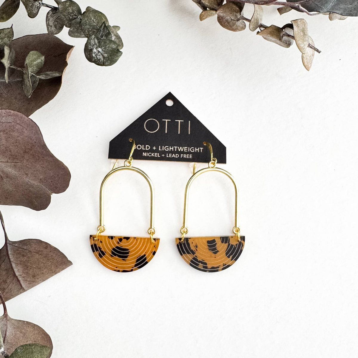 Architectural Half Moon Earrings: Limited SPRING Patterns: Tigers Eye