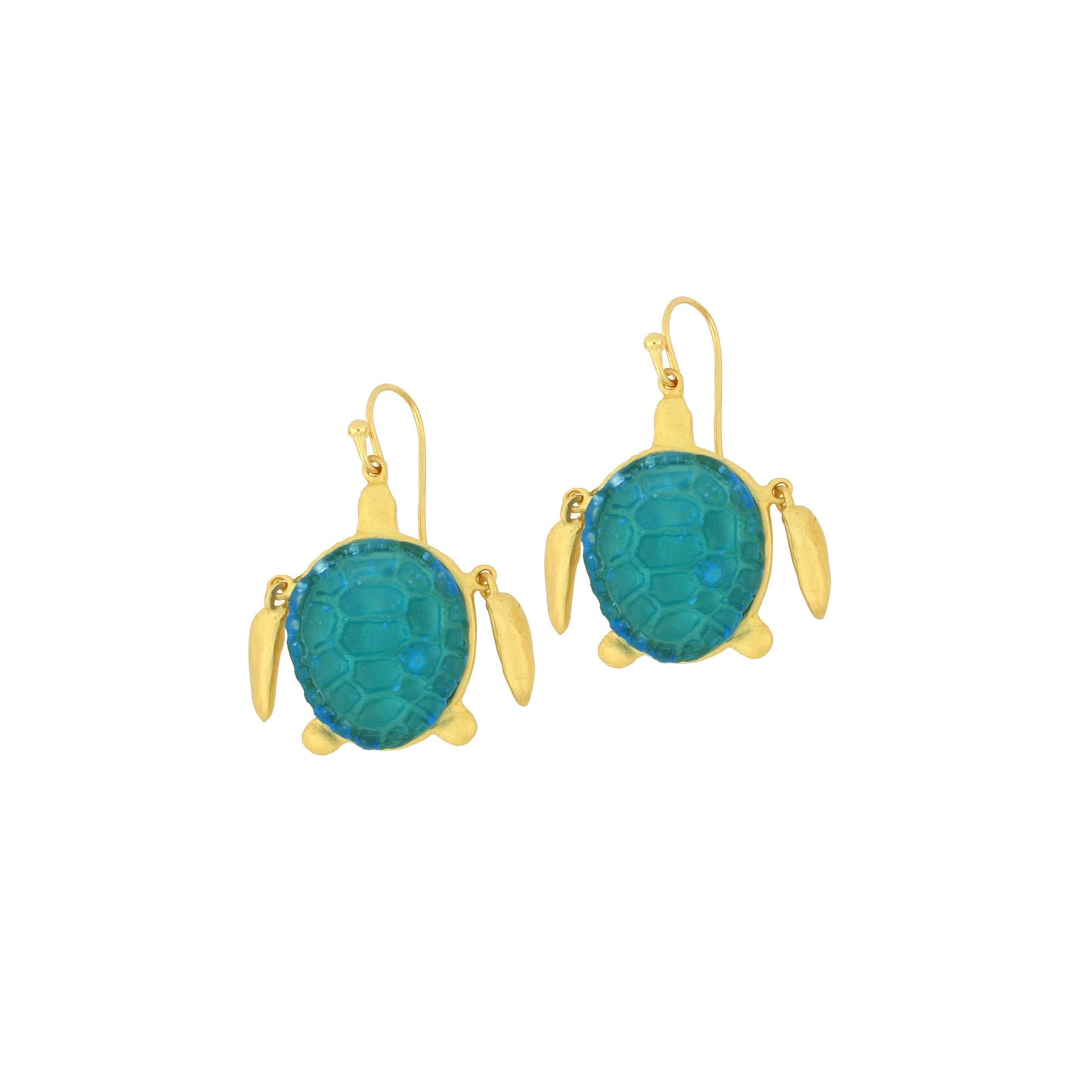 Under the Sea Turtle Wire Earrings: Teal