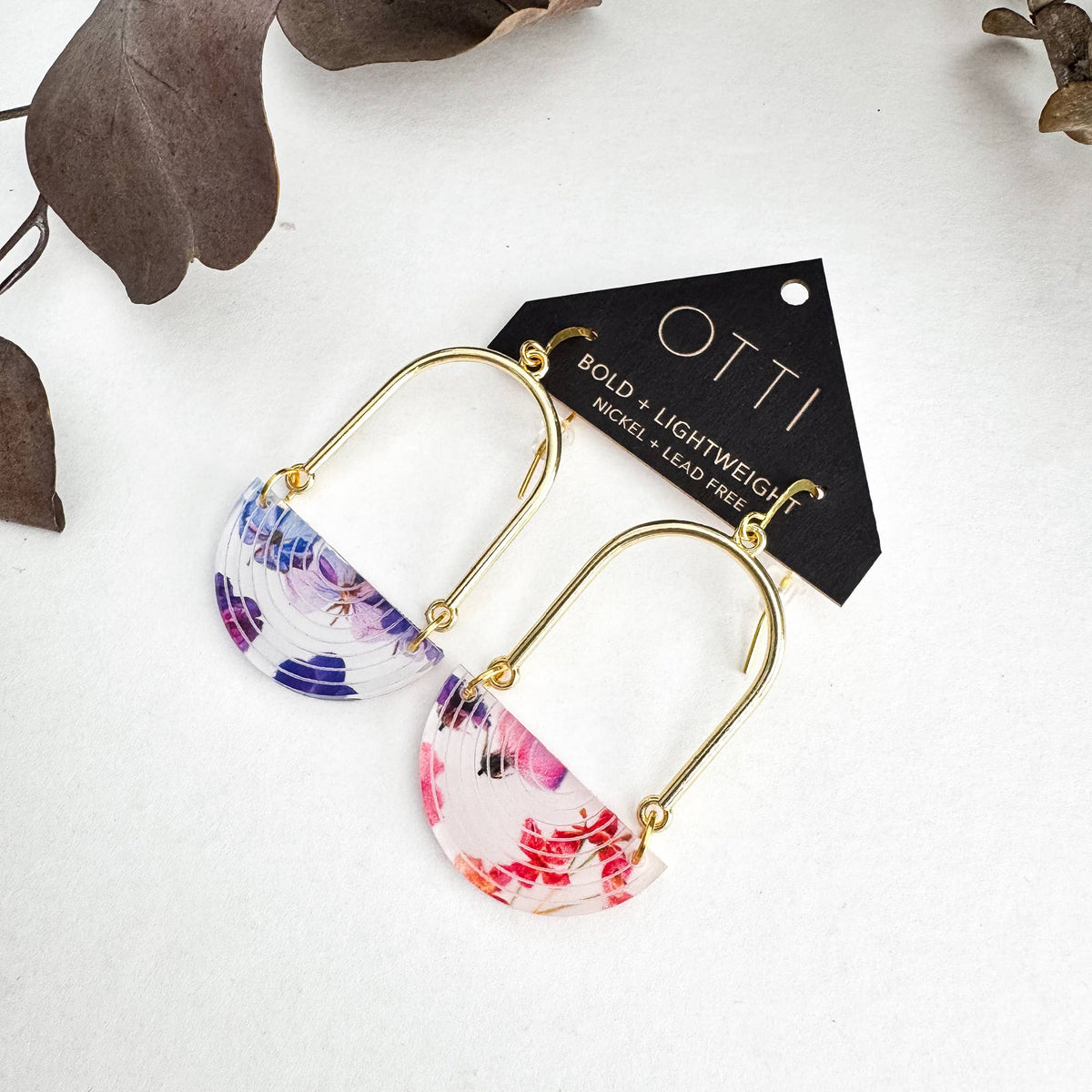 Architectural Half Moon Earrings: Limited SPRING Patterns: Peachy Keen