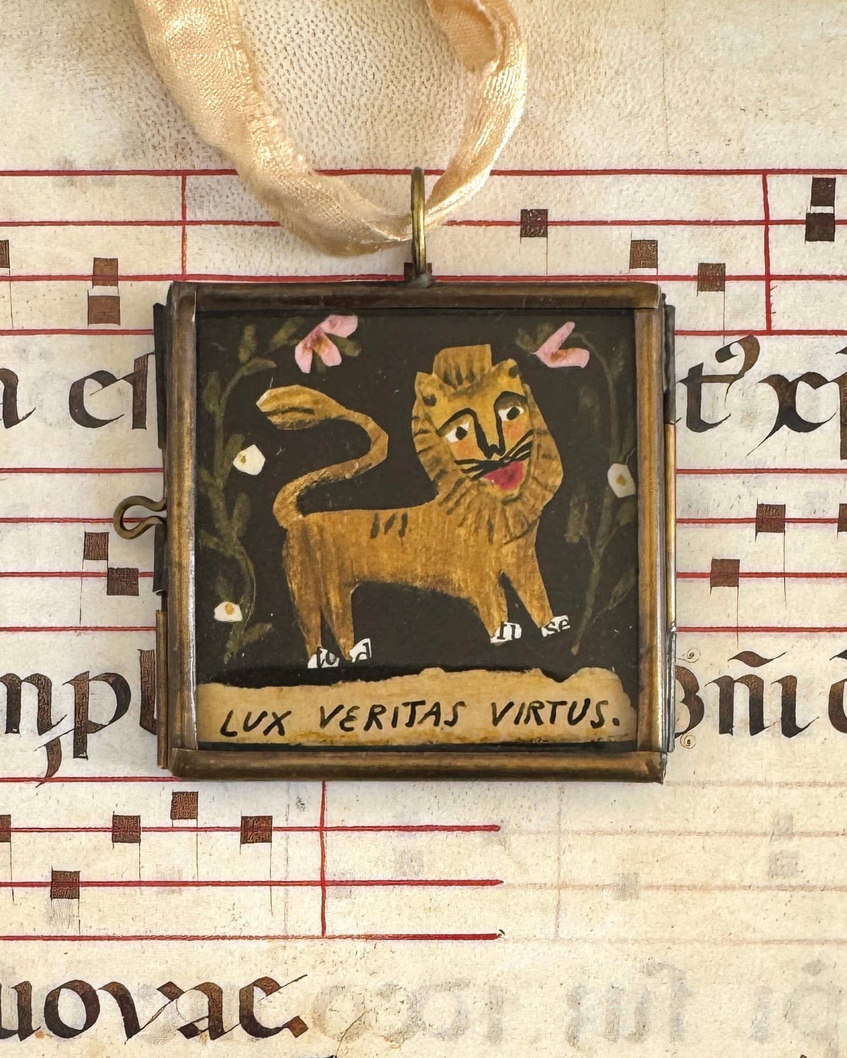 Lux Lion ~ Art Locket Ornament Inspirational Decor Handmade