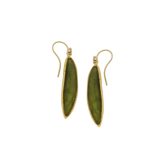 Eucalyptus Wire Earrings - Dark Green
