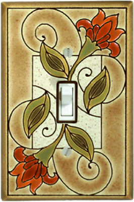 Single Ceramic Switchplate - Jacobean Flowers
