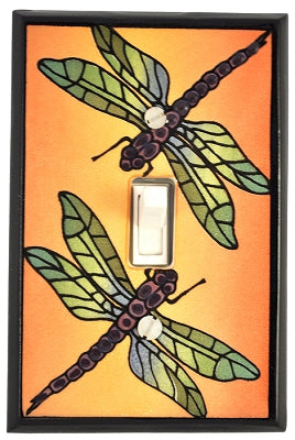 Single Ceramic Switchplate - Multicolor Dragonfly