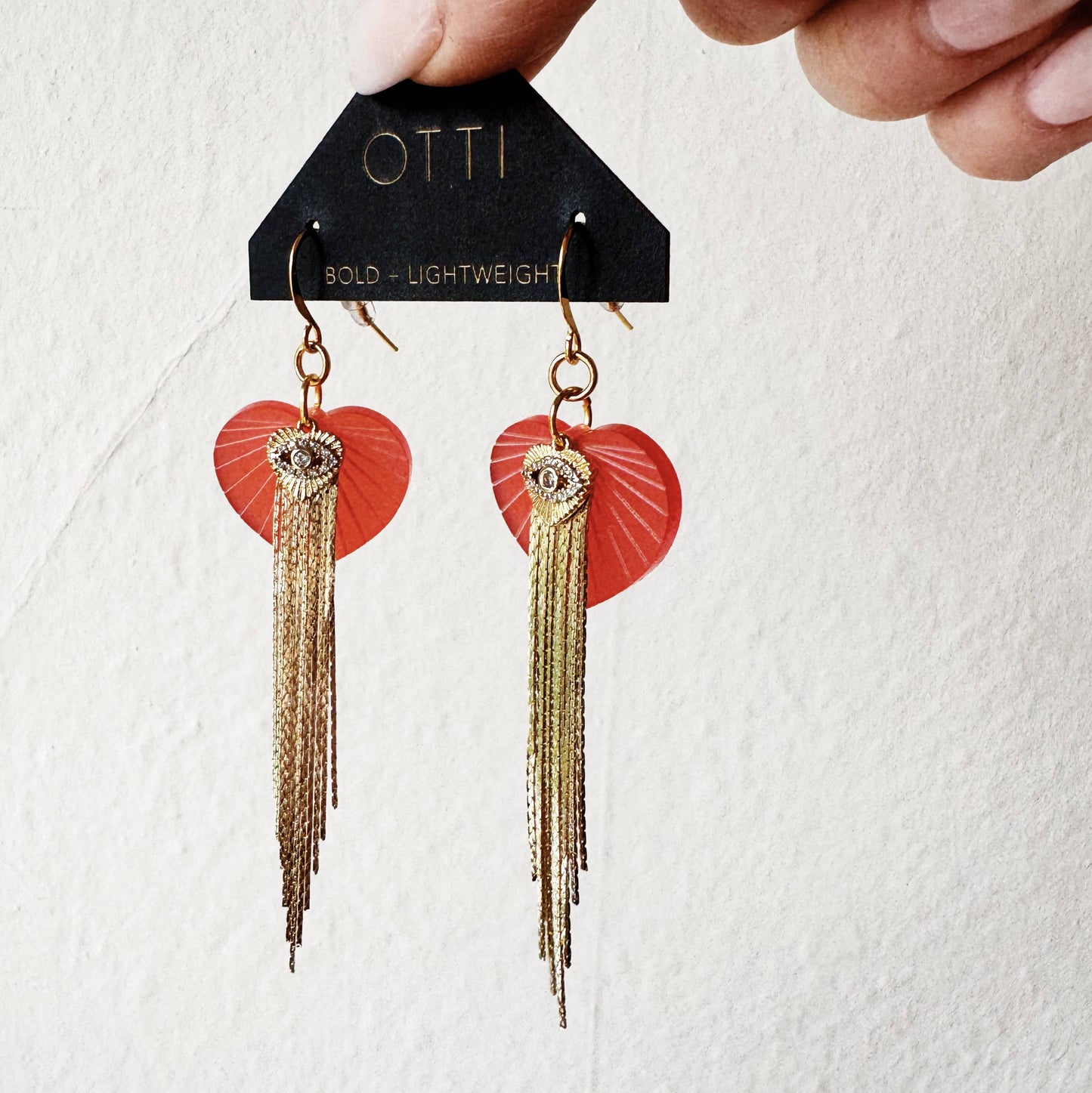 18K Gold Glamour Fringe earring: Sacred Heart/Evil Eye
