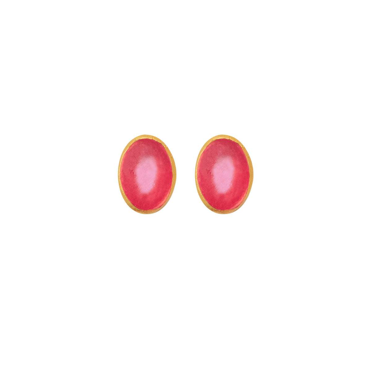 Small Oval Post Earrings: Orange