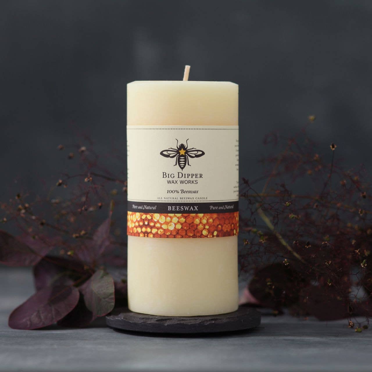 Pure Beeswax Pillars: Small (2" x 4.75") / Natural