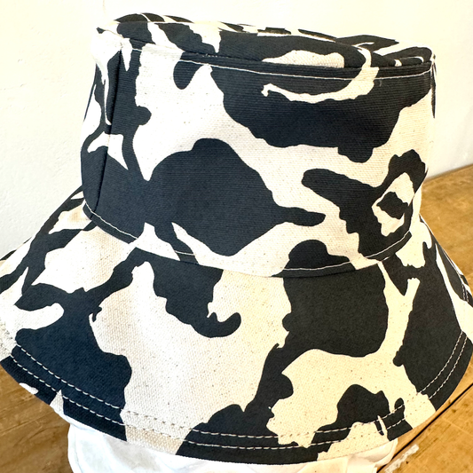 Light Worn Black Vine Bucket Hat: Two Sizes