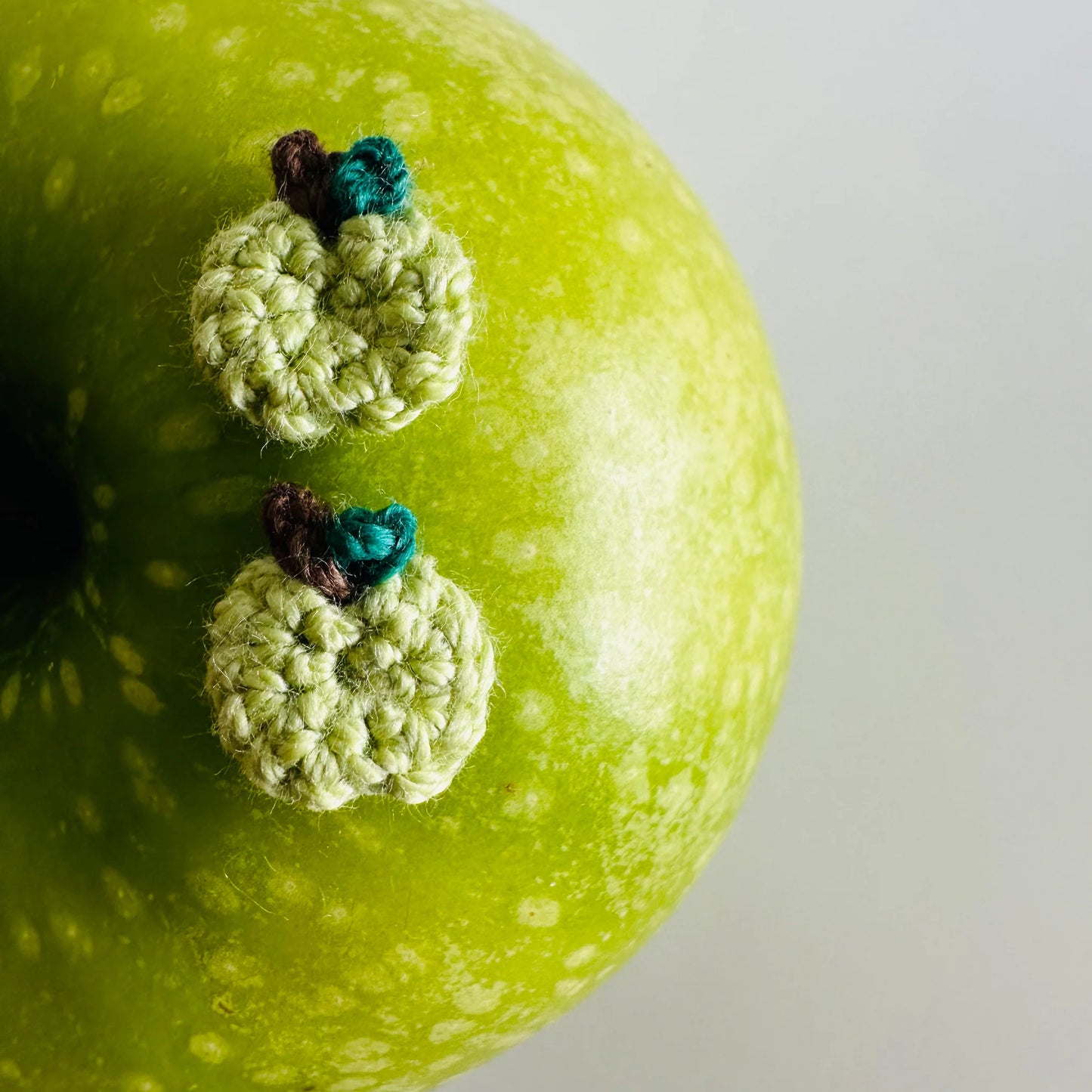 Crochet Green Apple Studs