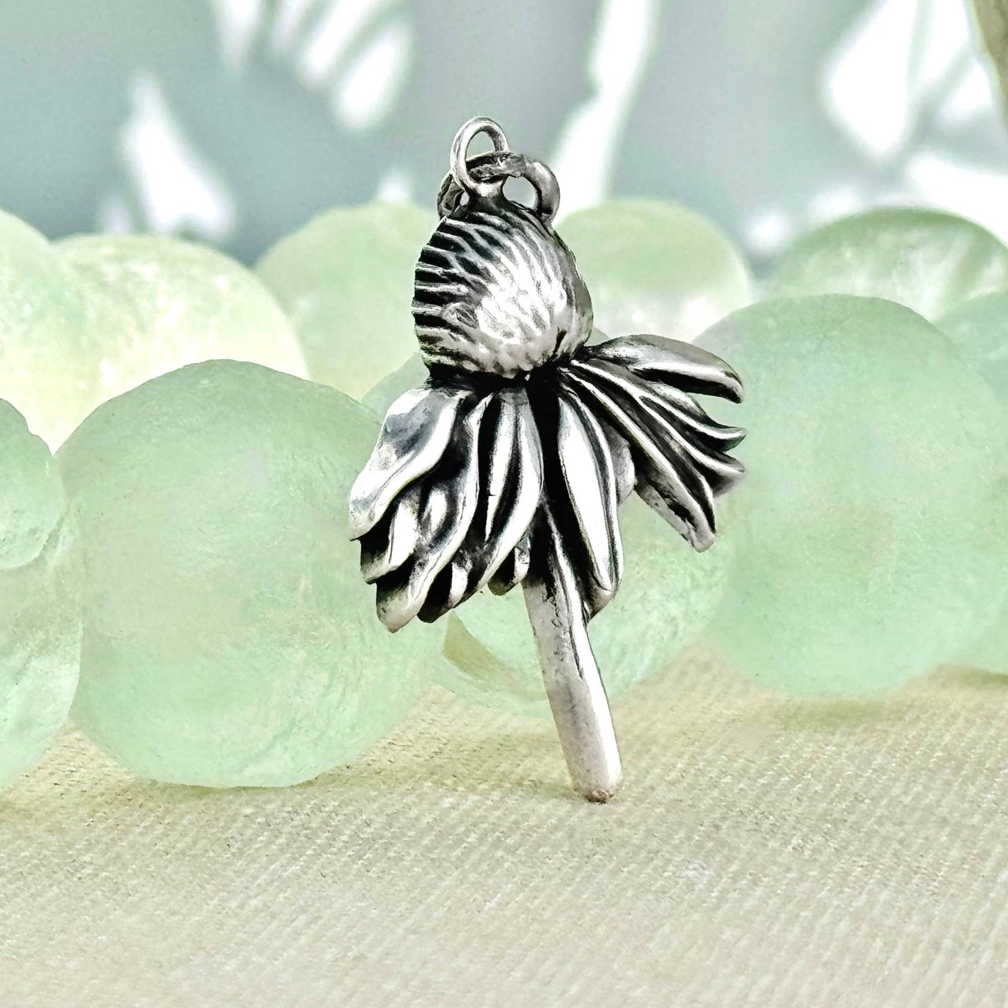 Sterling Silver Cone Flower Charm