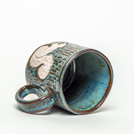 White Squirrel Design Handmade in Ohio Ceramic 10oz Blue Mug