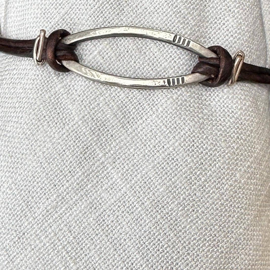 Bridle Leather & Sterling Silver Knotted Bracelet