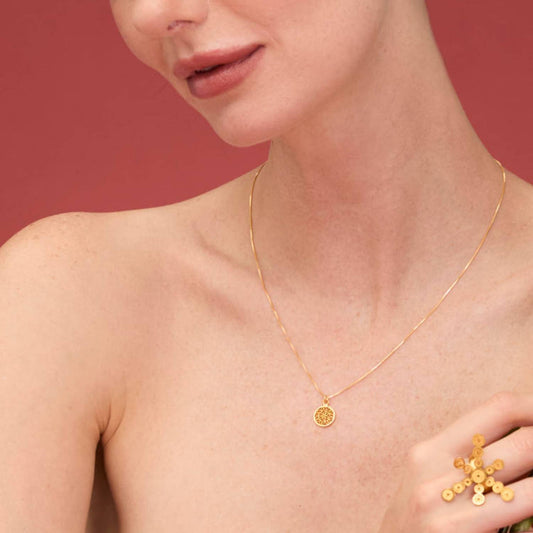 Alice Gold Small Pendant Necklace Filigree: 18"