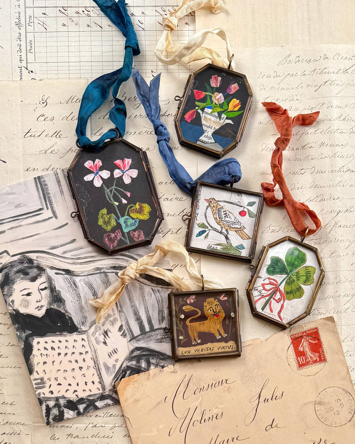 Lux Lion ~ Art Locket Ornament Inspirational Decor Handmade