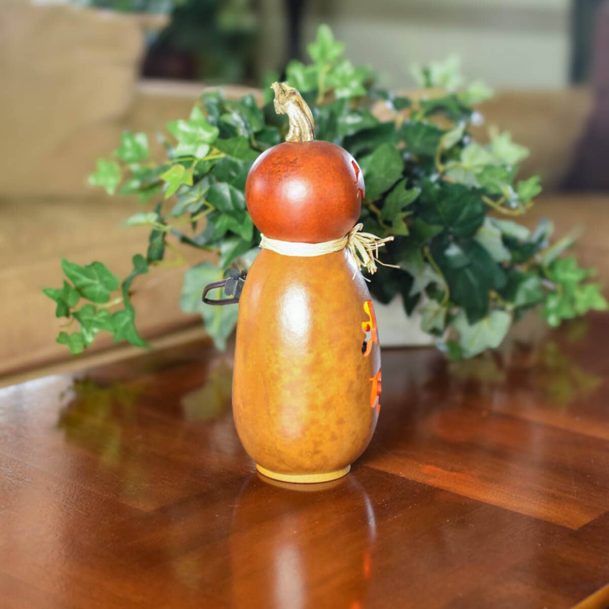 Hand-Crafted Gourd Luminary - Dexter Small Tall Lit