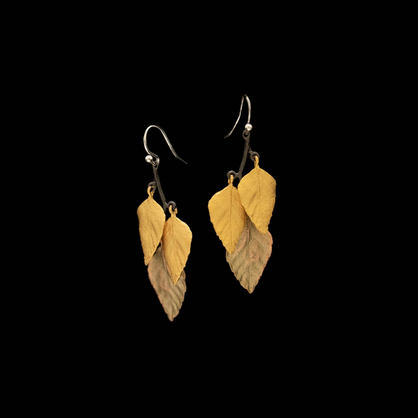 Autumn Birch 3 Leaf Wire Earrings