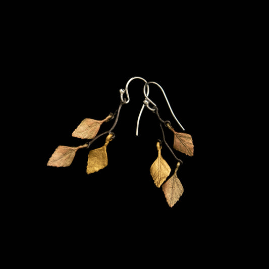 Autumn Birch Small 3 Leaf Wire Earrings