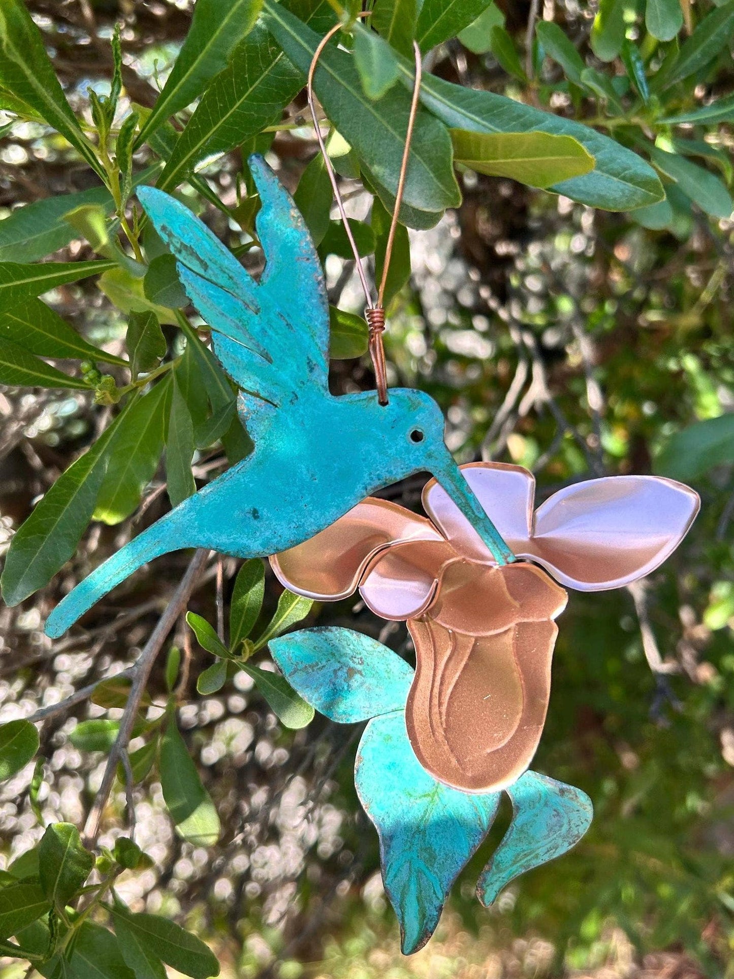Hummingbird Copper Christmas Ornament