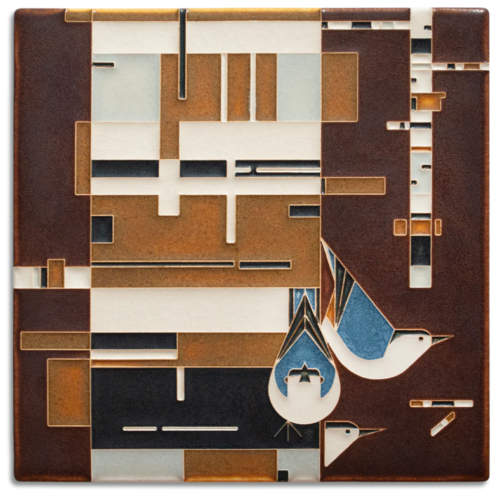 Birch Bark & Birds Tile - 8x8