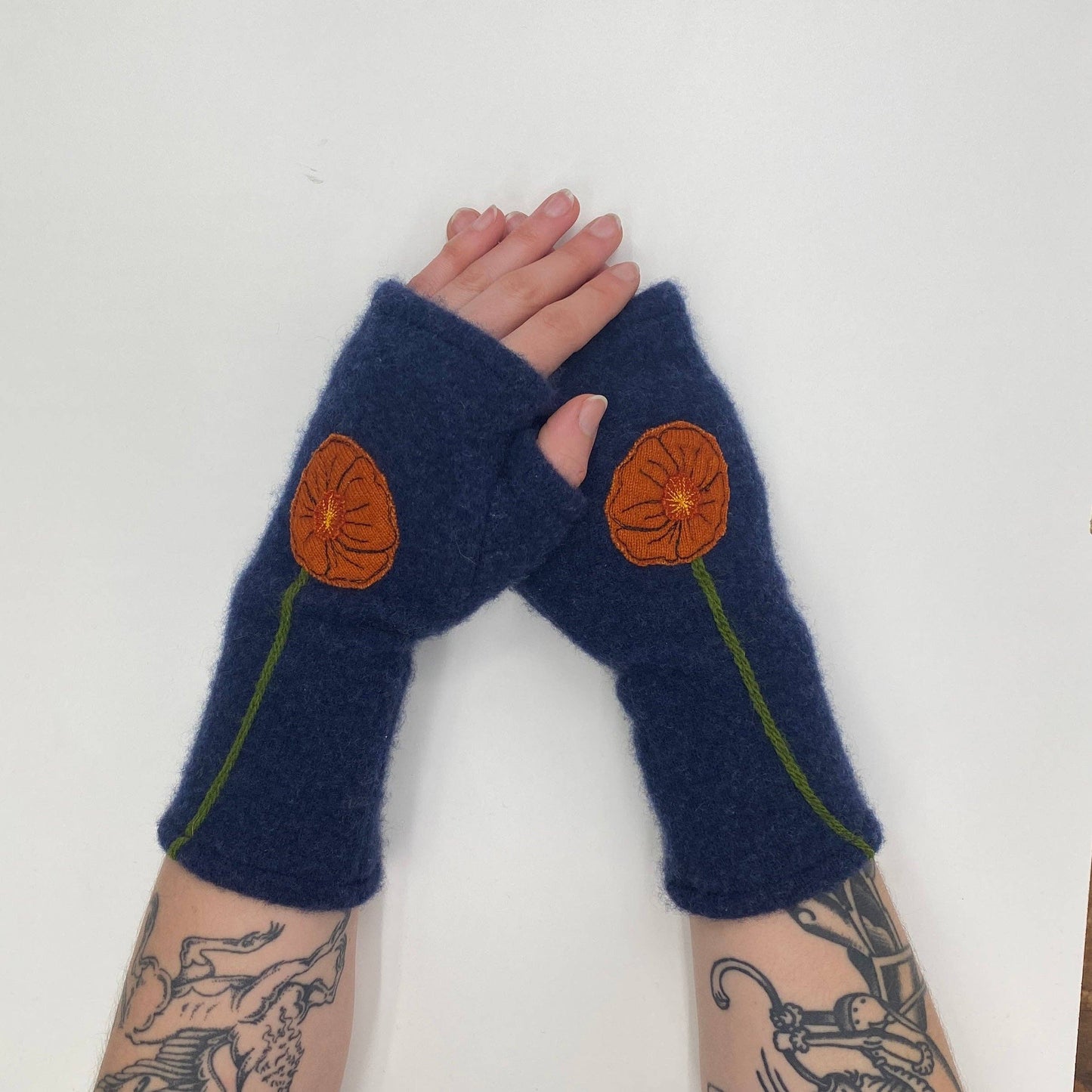 Gloves-California Poppy: Orange on Charcoal