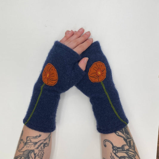 Gloves-California Poppy: Orange on Charcoal