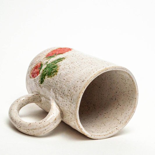 Strawberry Pattern Handmade Ceramic White 16oz Mug