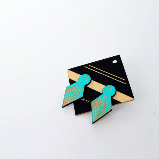 Architectural Laser Cut Birch Stud Earrings: TQ Drop Arrow