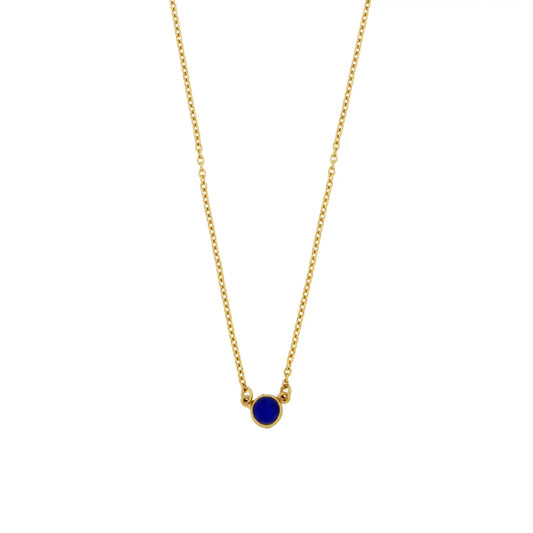 Bubble Dainty Pendant Necklace 16" adjustable chain - Cobalt
